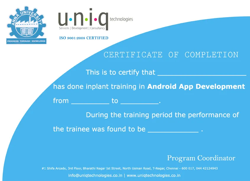 Completion Certificate